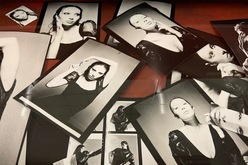 Overlapping black-and-white analog portrait prints of Victoria Depta by Berlin-based photographer Ed Mehravaran.